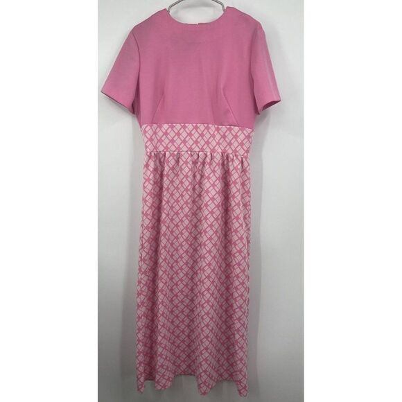 Vintage 70’s  Prairie Boho Pink White Cottagecore Maxi Dress Marsha Brady S-M - Picture 1 of 4
